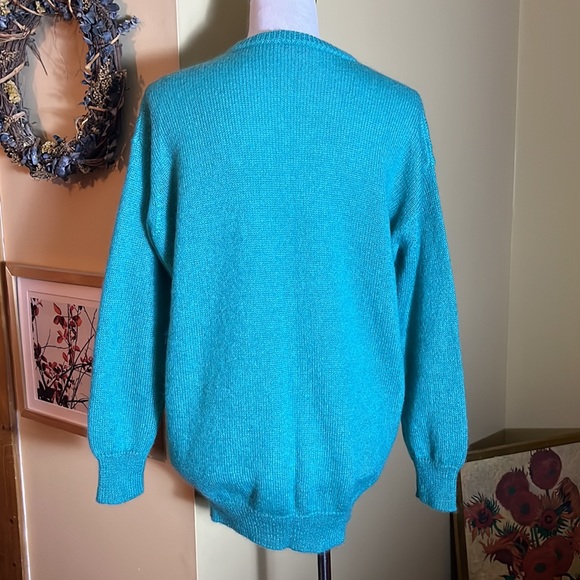 MAX MARA Size Small Oversized Crewneck Turquoise Luxe Mohair Lana Wool $578 NEW - Picture 6 of 16